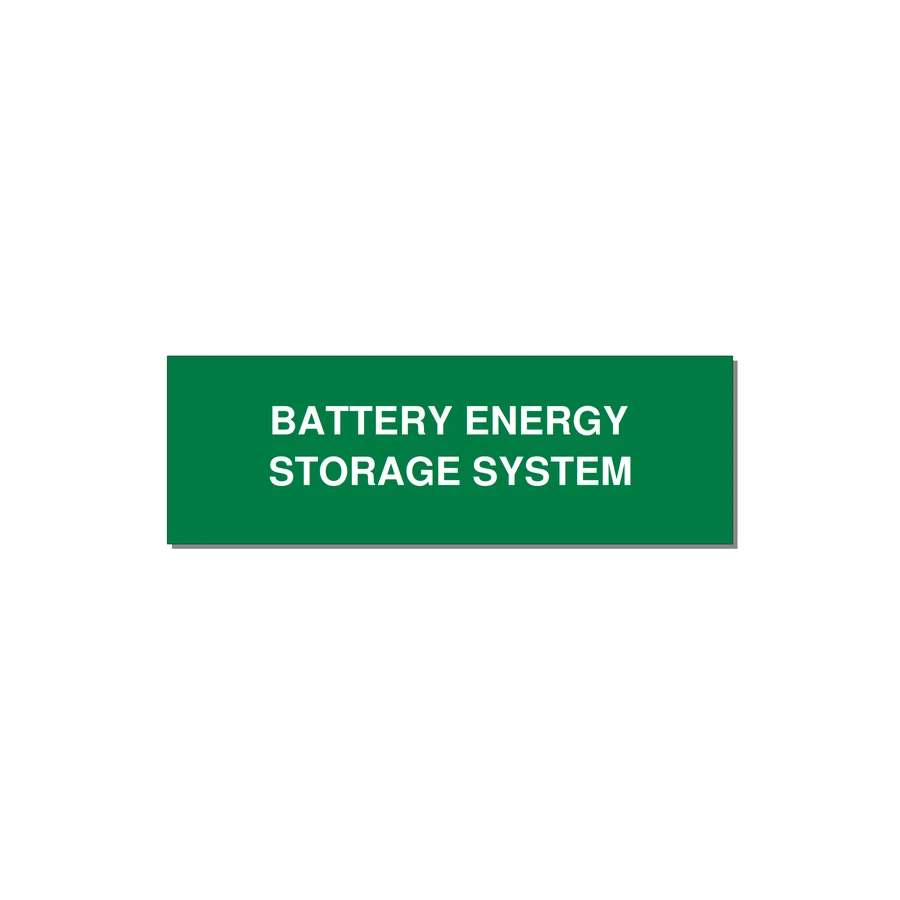 3.0x1.0" Safety Label - BATTERY ENERGY STORAGE SY — 3x1" White on Green, Holes
