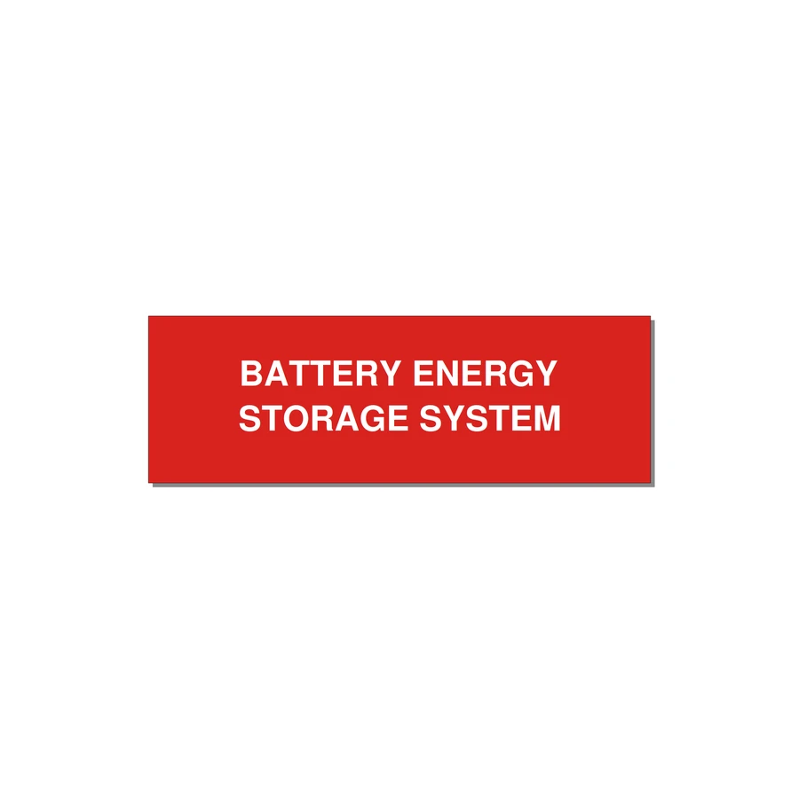 3.0x1.0" Safety Label - BATTERY ENERGY STORAGE SY — 3x1" White on Red, Holes