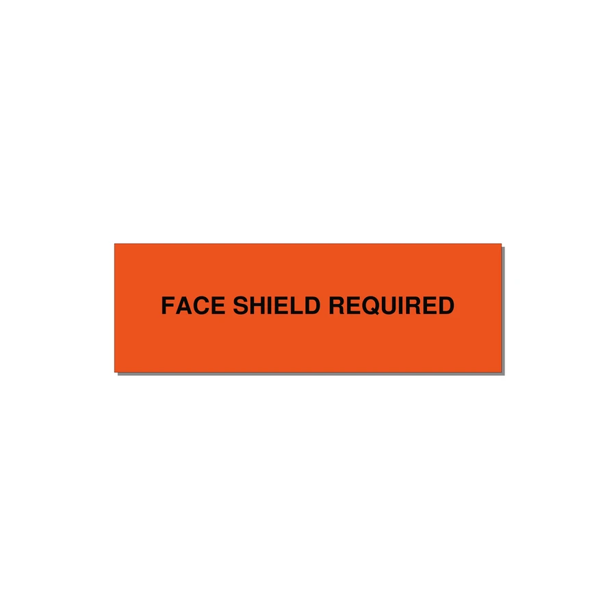 3.0x1.0" Safety Label - FACE SHIELD REQUIRED — 3x1" Black on Orange, Adhesive