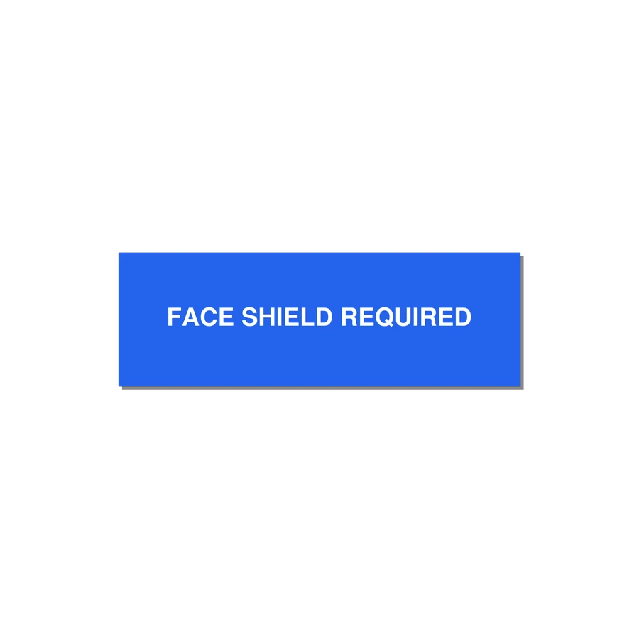 3.0x1.0" Safety Label - FACE SHIELD REQUIRED — 3x1" White on Blue, Adhesive