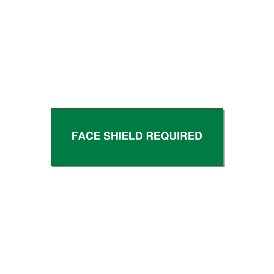 3.0x1.0" Safety Label - FACE SHIELD REQUIRED — 3x1" White on Green, Adhesive