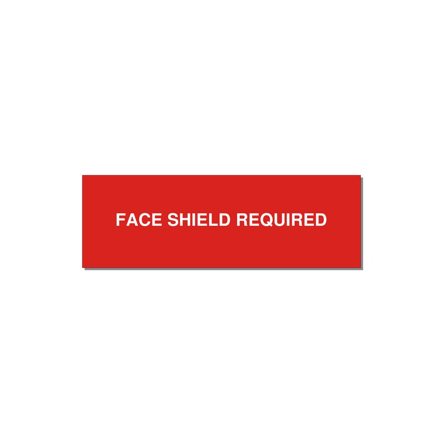 3.0x1.0" Safety Label - FACE SHIELD REQUIRED — 3x1" White on Red, Holes