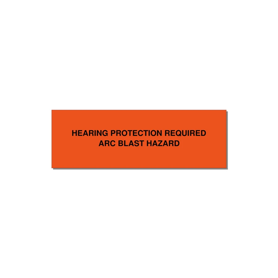 3.0x1.0" Safety Label - HEARING PROTECTION REQUIR — 3x1" Black on Orange, Holes