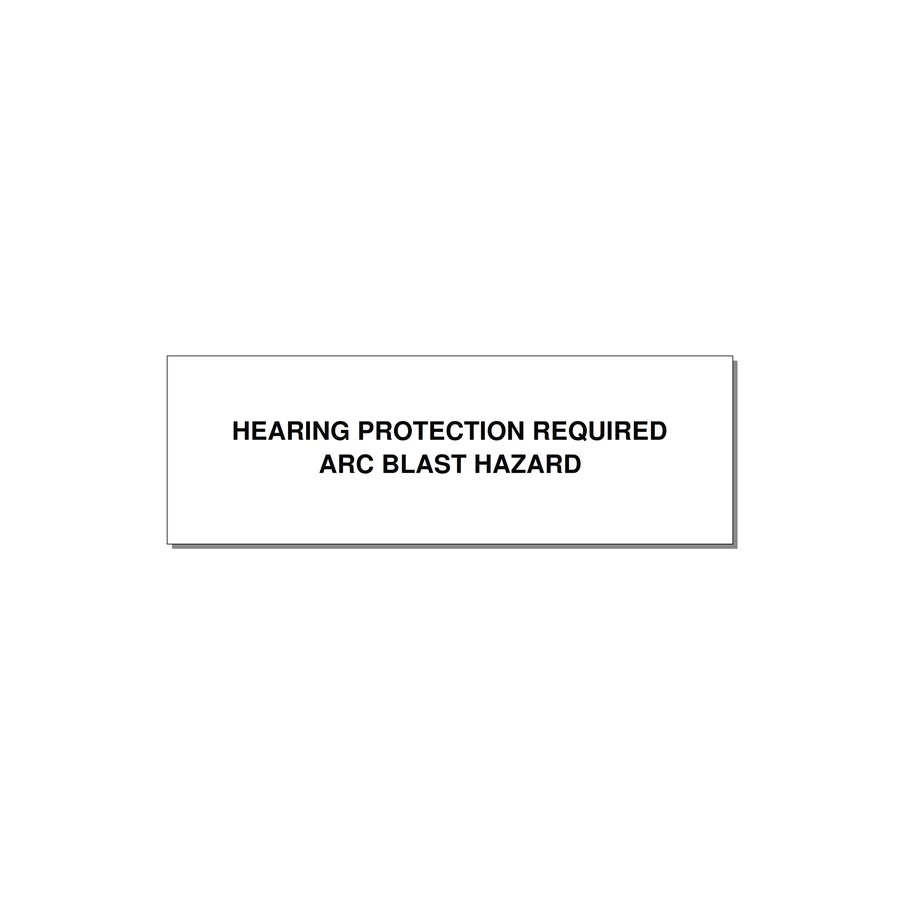 3.0x1.0" Safety Label - HEARING PROTECTION REQUIR — 3x1" Black on White, Adhesive
