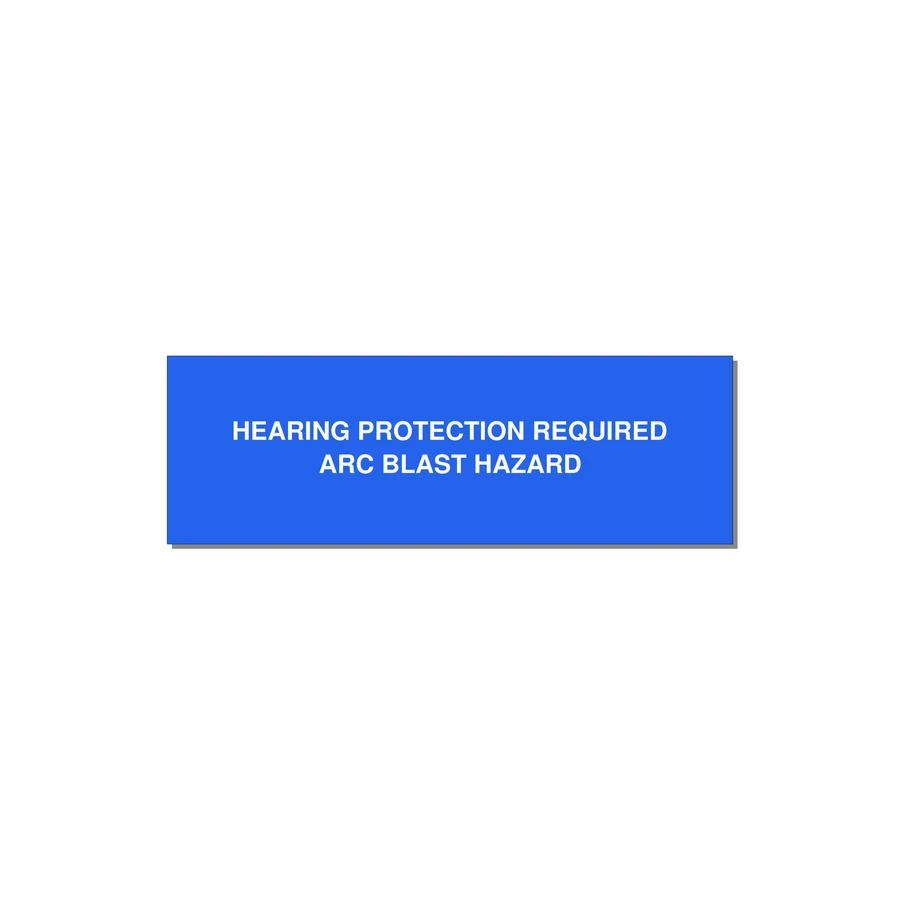 3.0x1.0" Safety Label - HEARING PROTECTION REQUIR — 3x1" White on Blue, Adhesive