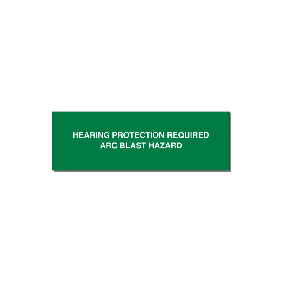 3.0x1.0" Safety Label - HEARING PROTECTION REQUIR — 3x1" White on Green, Holes