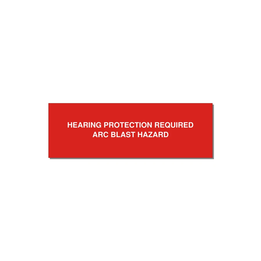 3.0x1.0" Safety Label - HEARING PROTECTION REQUIR — 3x1" White on Red, Holes