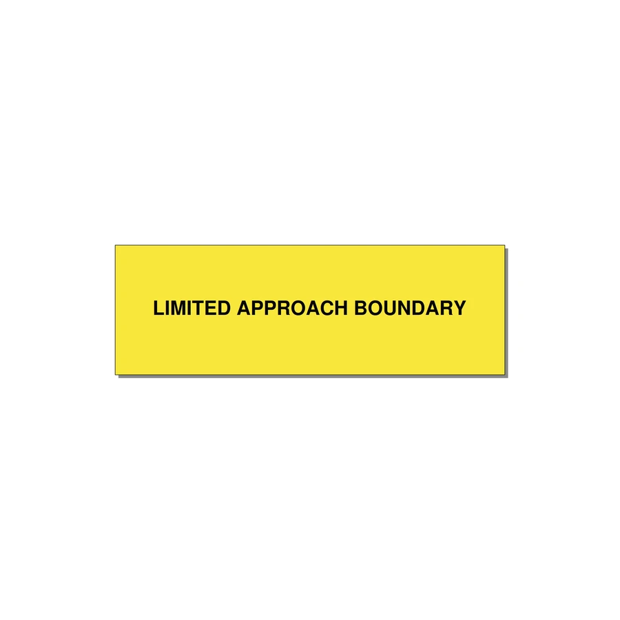 3.0x1.0" Safety Label - LIMITED APPROACH BOUNDARY — 3x1" Black on Yellow, Holes
