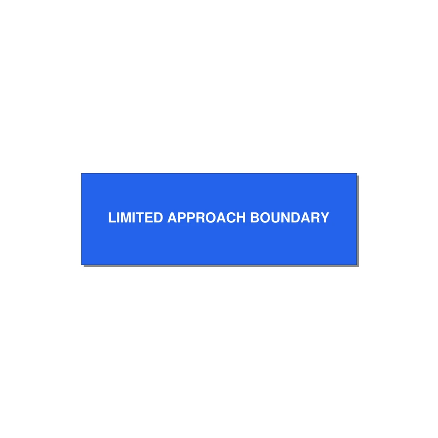 3.0x1.0" Safety Label - LIMITED APPROACH BOUNDARY — 3x1" White on Blue, Holes