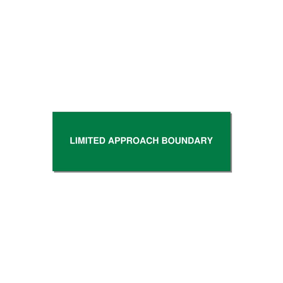 3.0x1.0" Safety Label - LIMITED APPROACH BOUNDARY — 3x1" White on Green, Holes