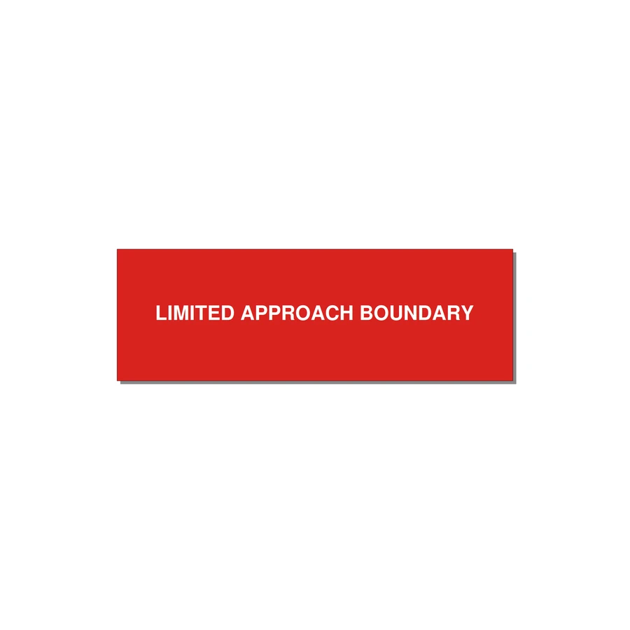 3.0x1.0" Safety Label - LIMITED APPROACH BOUNDARY — 3x1" White on Red, Adhesive