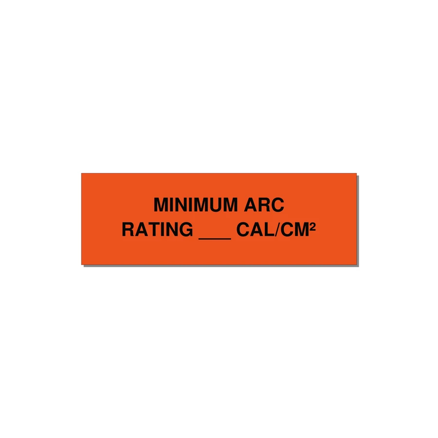 3.0x1.0" Safety Label - MINIMUM ARC RATING ___ CA — 3x1" Black on Orange, Adhesive