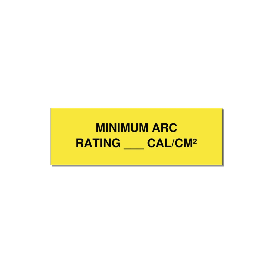 3.0x1.0" Safety Label - MINIMUM ARC RATING ___ CA — 3x1" Black on Yellow, Holes