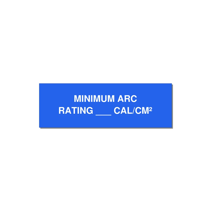 3.0x1.0" Safety Label - MINIMUM ARC RATING ___ CA — 3x1" White on Blue, Holes