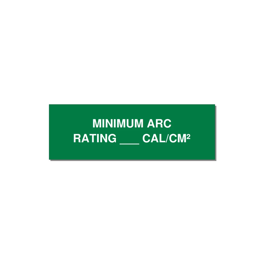 3.0x1.0" Safety Label - MINIMUM ARC RATING ___ CA — 3x1" White on Green, Holes