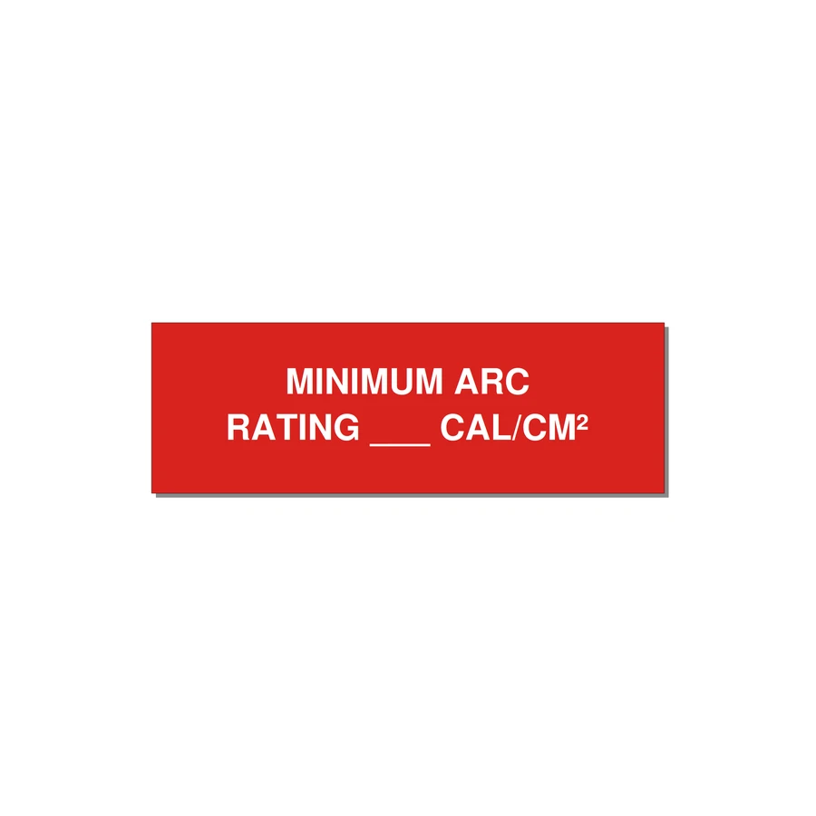 3.0x1.0" Safety Label - MINIMUM ARC RATING ___ CA — 3x1" White on Red, Holes