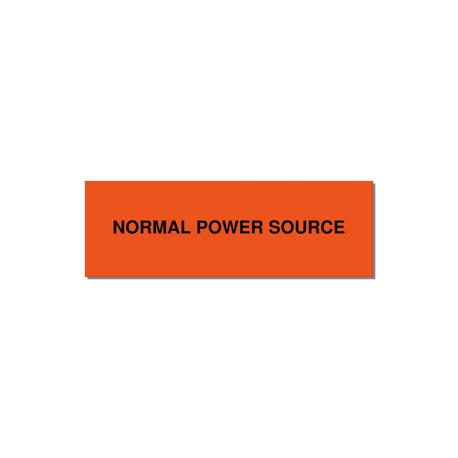 3.0x1.0" Safety Label - NORMAL POWER SOURCE — 3x1" Black on Orange, Holes