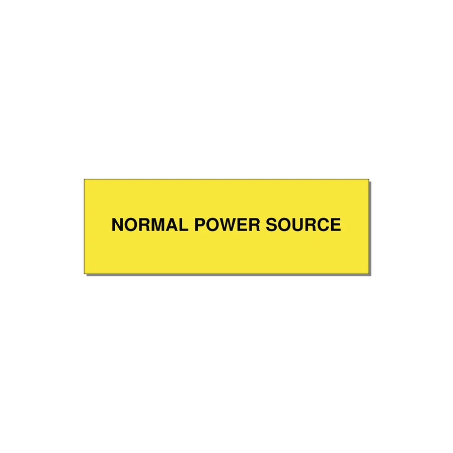 3.0x1.0" Safety Label - NORMAL POWER SOURCE — 3x1" Black on Yellow, Adhesive