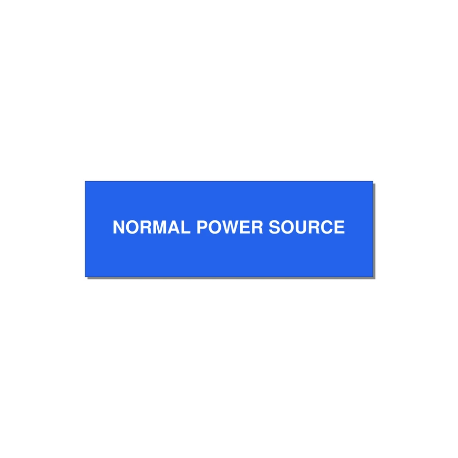 3.0x1.0" Safety Label - NORMAL POWER SOURCE — 3x1" White on Blue, Adhesive
