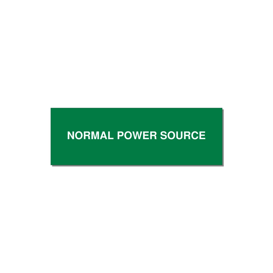 3.0x1.0" Safety Label - NORMAL POWER SOURCE — 3x1" White on Green, Holes