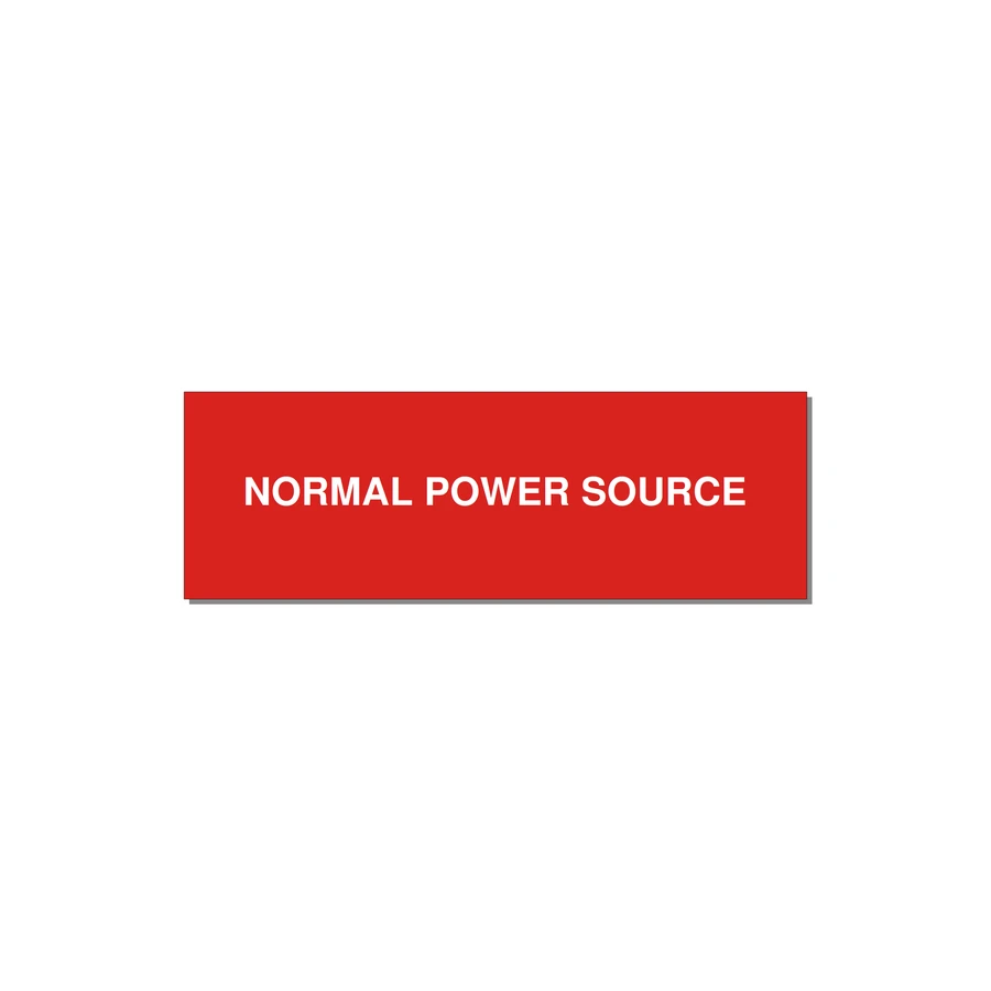 3.0x1.0" Safety Label - NORMAL POWER SOURCE — 3x1" White on Red, Holes
