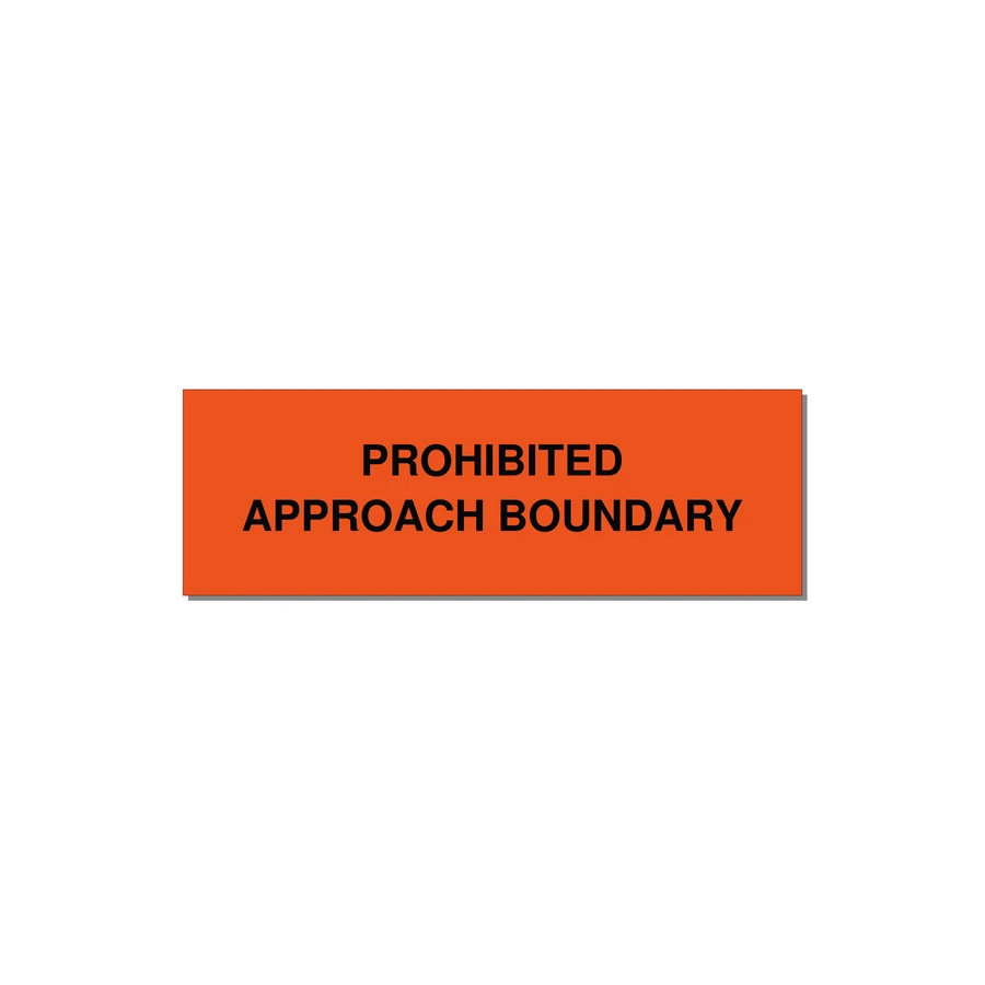 3.0x1.0" Safety Label - PROHIBITED APPROACH BOUND — 3x1" Black on Orange, Holes