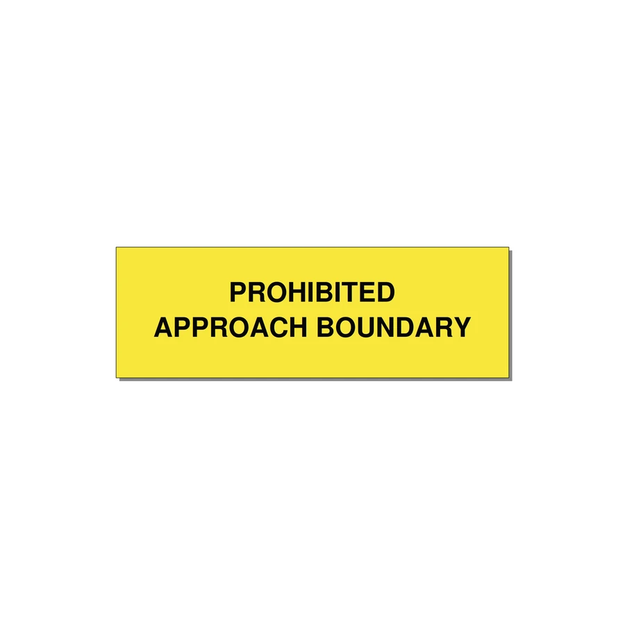 3.0x1.0" Safety Label - PROHIBITED APPROACH BOUND — 3x1" Black on Yellow, Holes