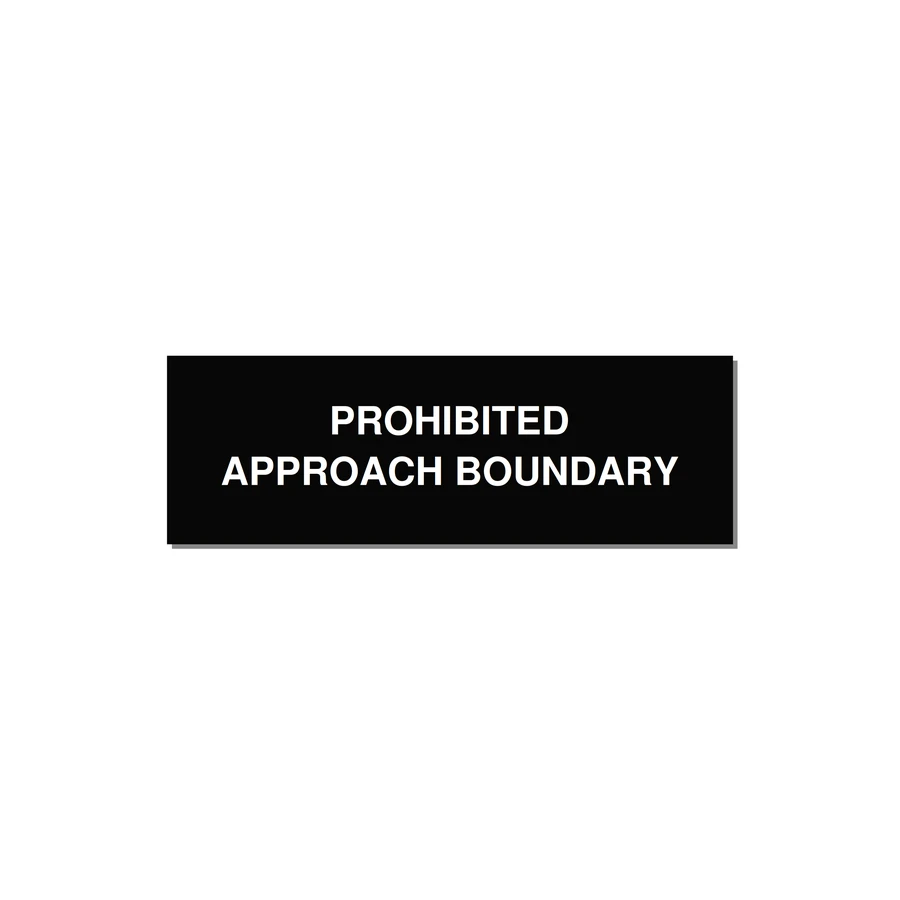 3.0x1.0" Safety Label - PROHIBITED APPROACH BOUND — 3x1" White on Black, Holes