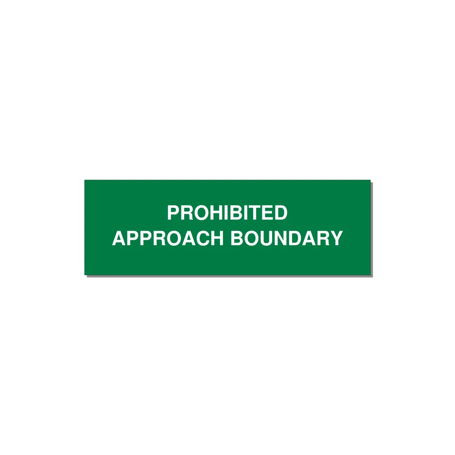 3.0x1.0" Safety Label - PROHIBITED APPROACH BOUND — 3x1" White on Green, Holes