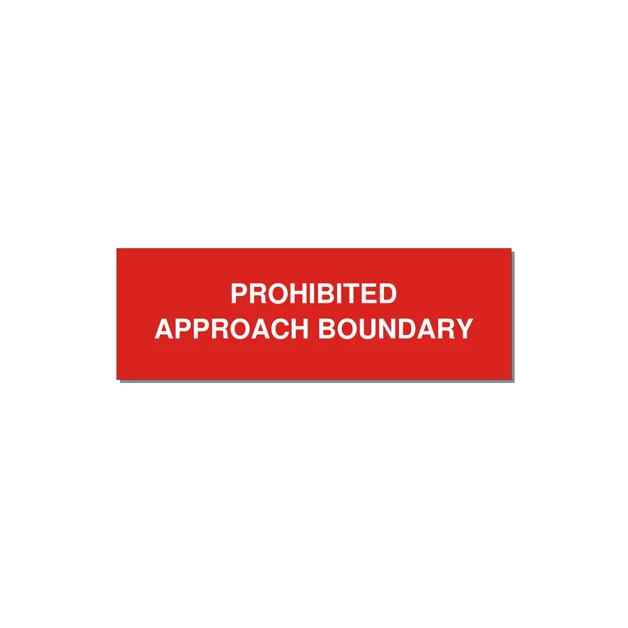 3.0x1.0" Safety Label - PROHIBITED APPROACH BOUND — 3x1" White on Red, Holes