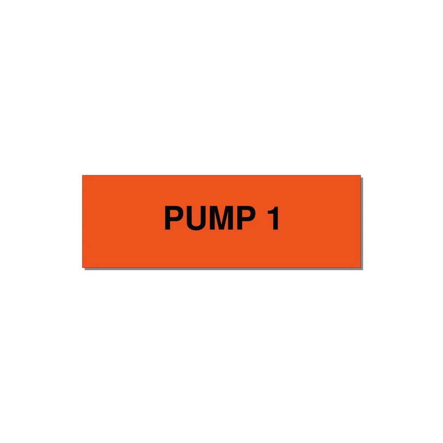 3.0x1.0" Safety Label - PUMP 1 — 3x1" Black on Orange, Holes