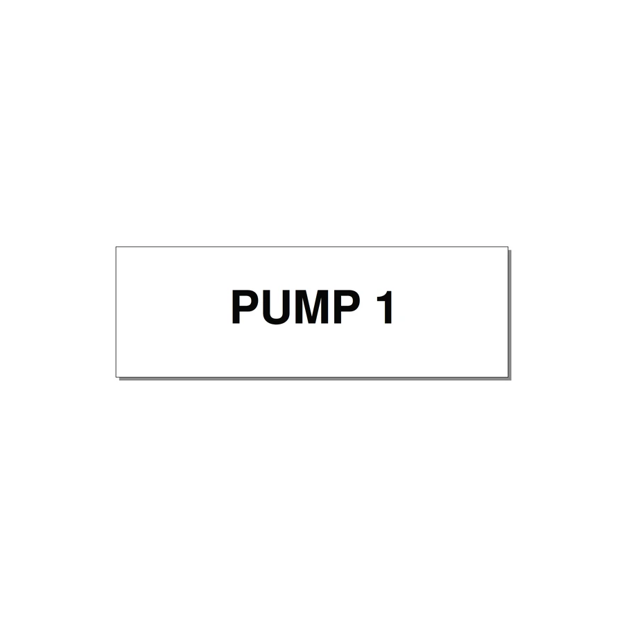 3.0x1.0" Safety Label - PUMP 1 — 3x1" Black on White, Holes