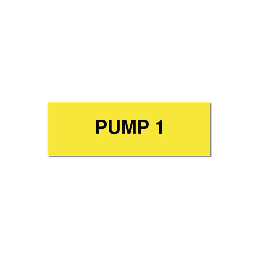 3.0x1.0" Safety Label - PUMP 1 — 3x1" Black on Yellow, Adhesive