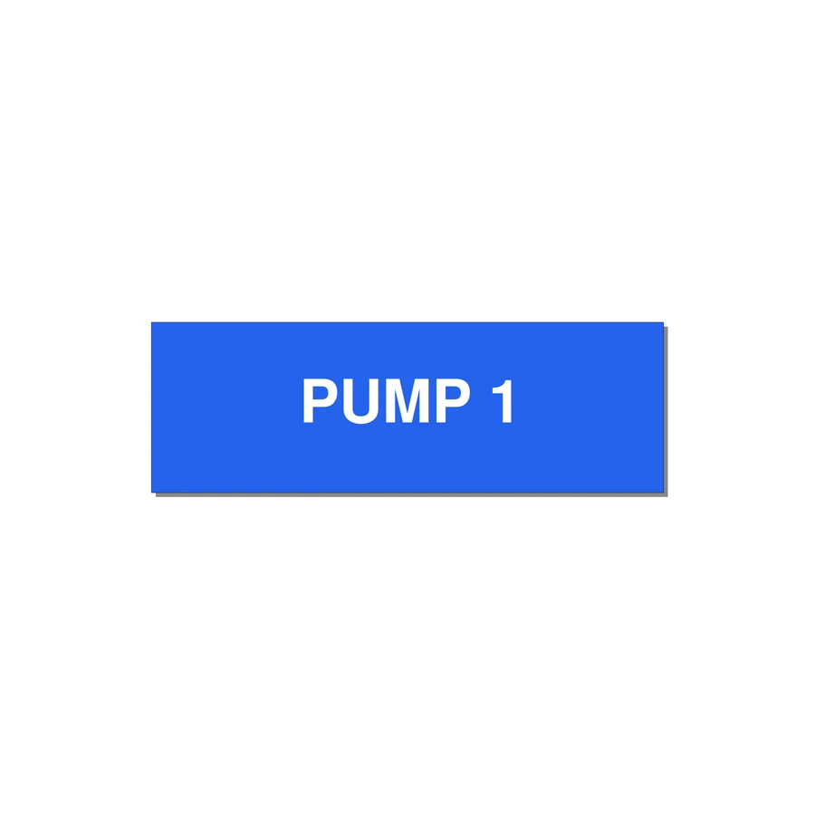 3.0x1.0" Safety Label - PUMP 1 — 3x1" White on Blue, Holes
