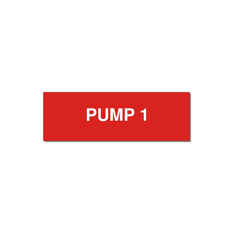 3.0x1.0" Safety Label - PUMP 1 — 3x1" White on Red, Adhesive