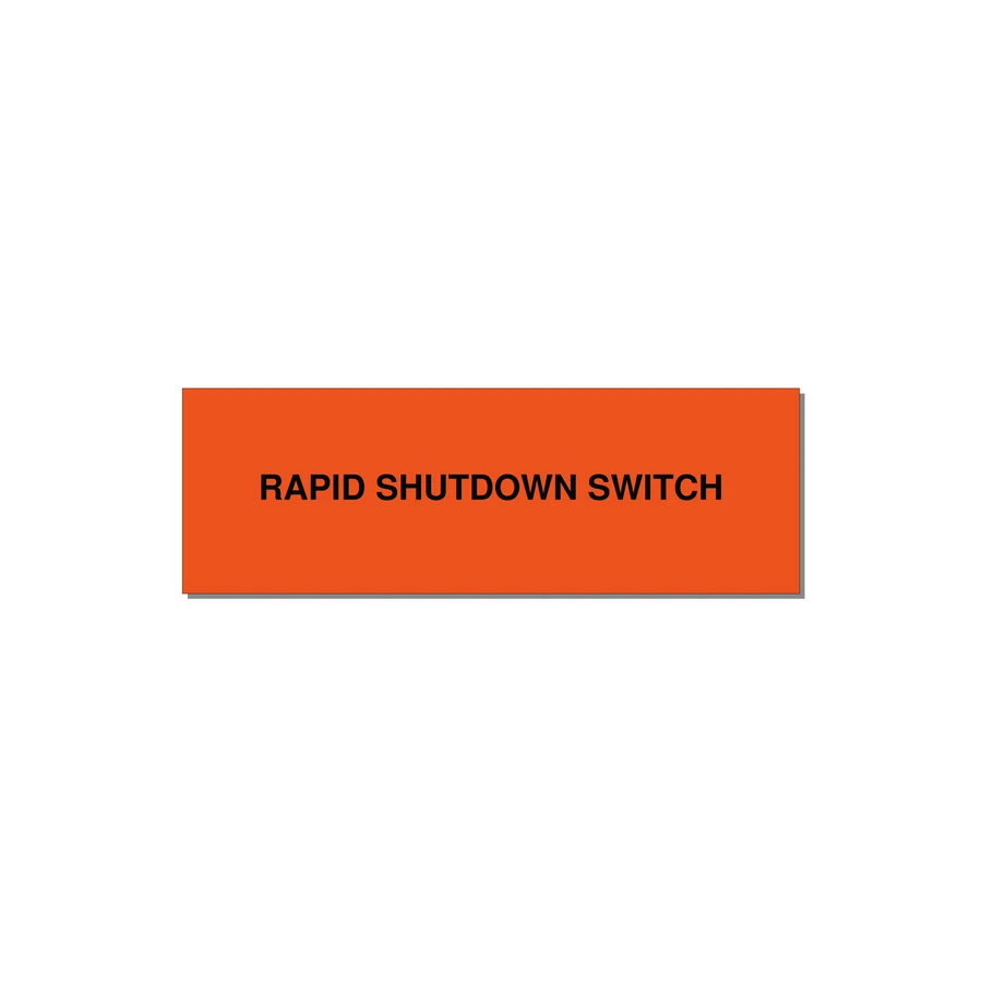 3.0x1.0" Safety Label - RAPID SHUTDOWN SWITCH — 3x1" Black on Orange, Adhesive