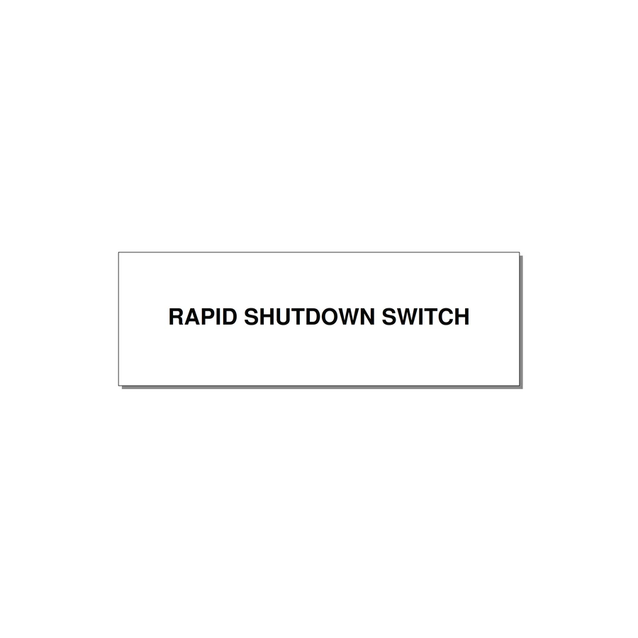 3.0x1.0" Safety Label - RAPID SHUTDOWN SWITCH — 3x1" Black on White, Adhesive