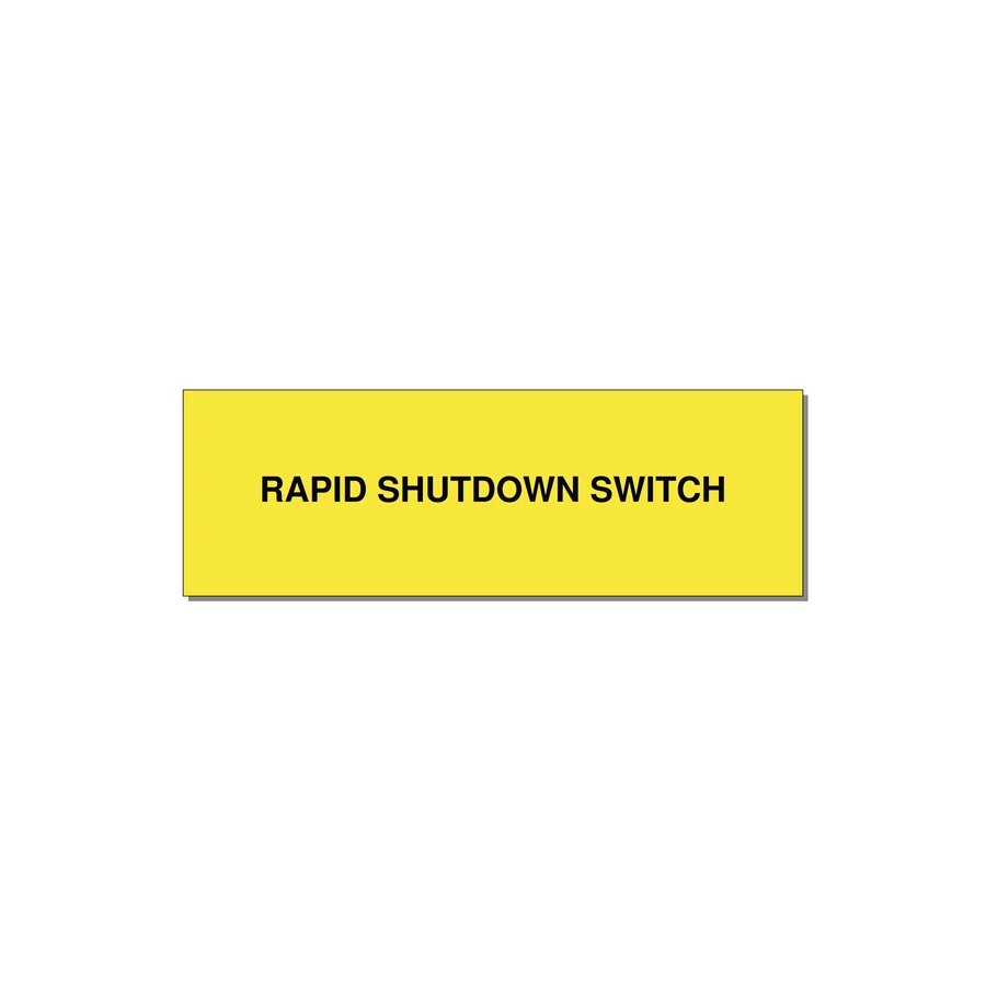 3.0x1.0" Safety Label - RAPID SHUTDOWN SWITCH — 3x1" Black on Yellow, Adhesive