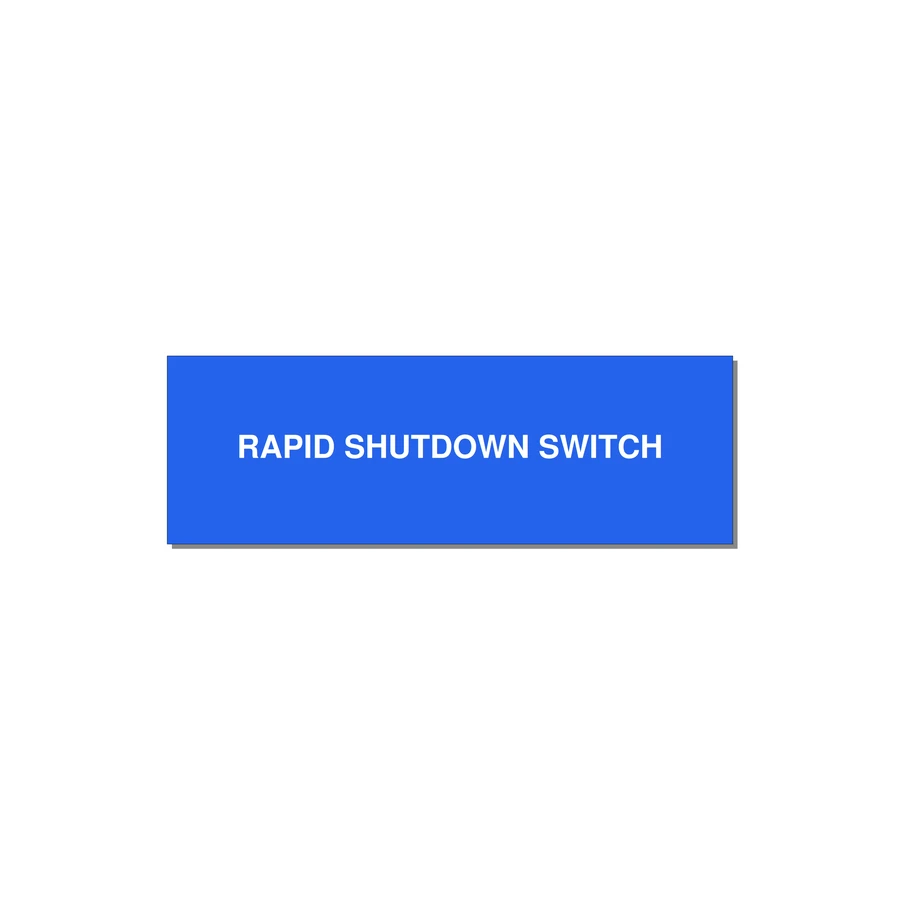 3.0x1.0" Safety Label - RAPID SHUTDOWN SWITCH — 3x1" White on Blue, Adhesive