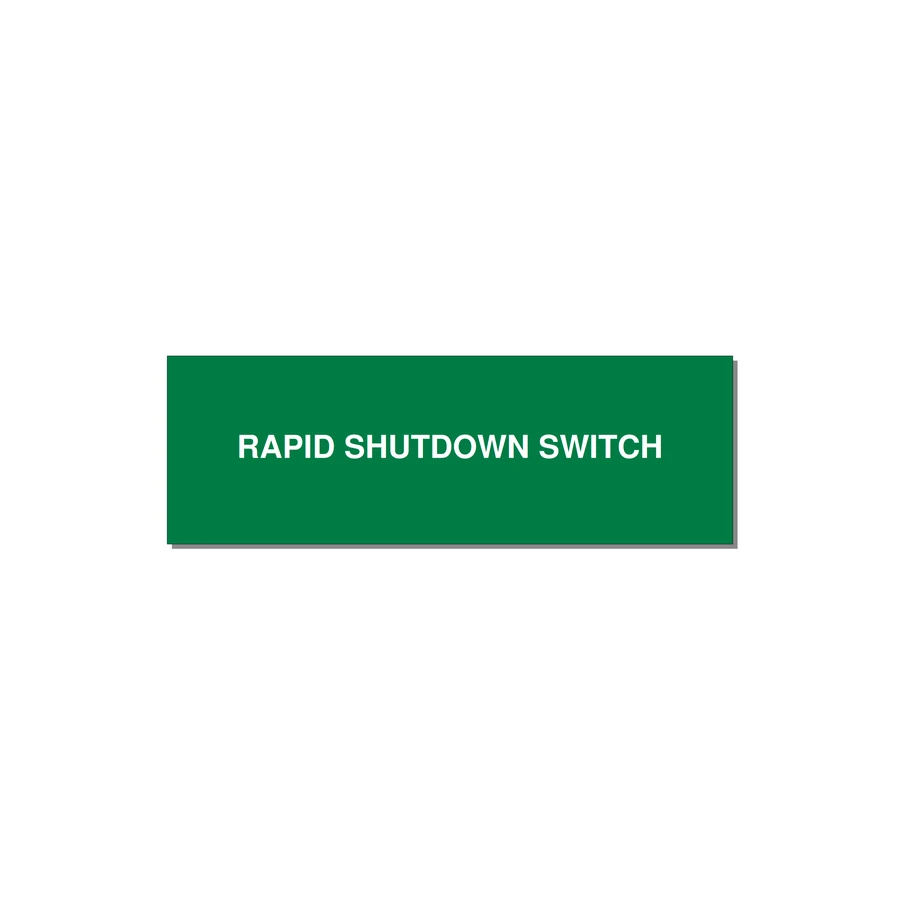 3.0x1.0" Safety Label - RAPID SHUTDOWN SWITCH — 3x1" White on Green, Adhesive
