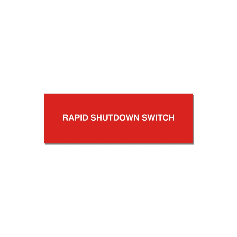 3.0x1.0" Safety Label - RAPID SHUTDOWN SWITCH — 3x1" White on Red, Holes