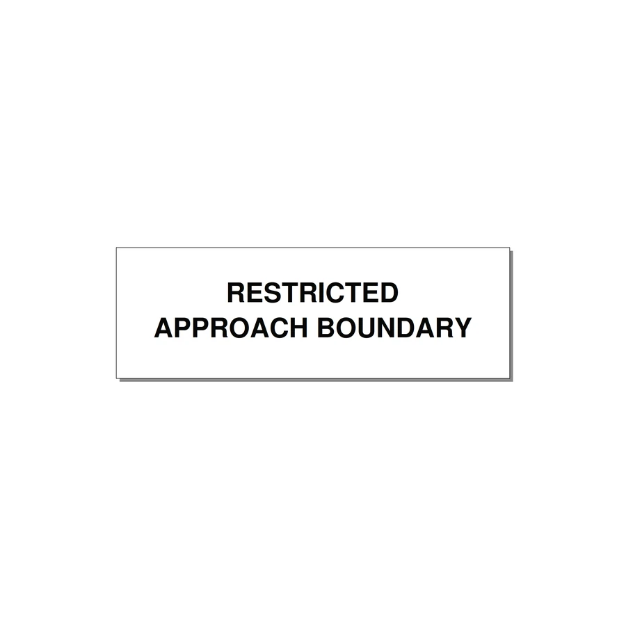 3.0x1.0" Safety Label - RESTRICTED APPROACH BOUND — 3x1" Black on White, Holes
