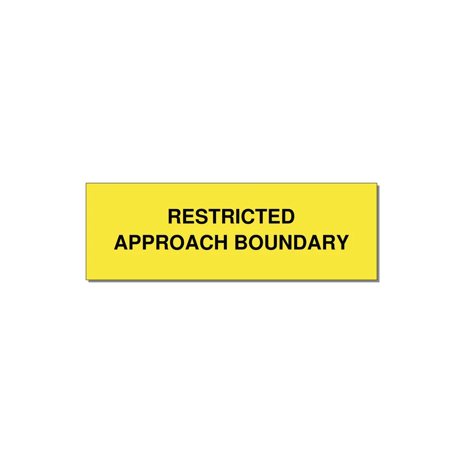 3.0x1.0" Safety Label - RESTRICTED APPROACH BOUND — 3x1" Black on Yellow, Holes