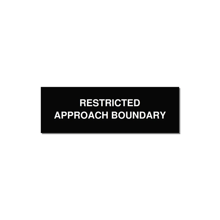 3.0x1.0" Safety Label - RESTRICTED APPROACH BOUND — 3x1" White on Black, Adhesive
