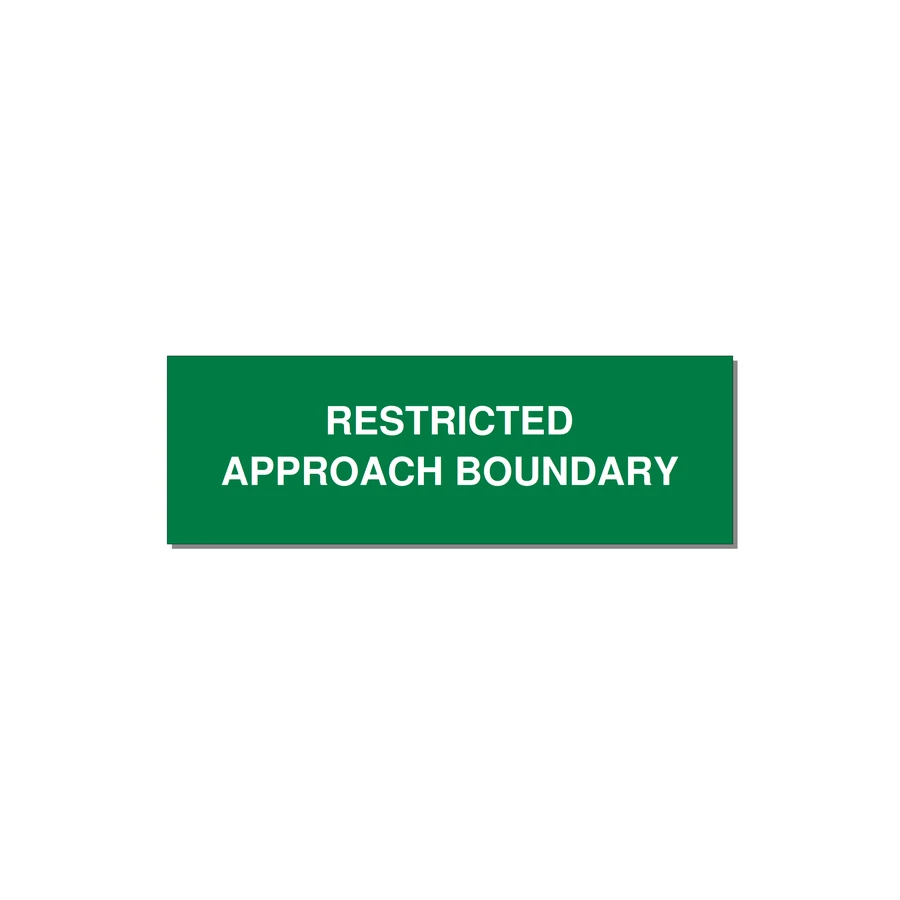 3.0x1.0" Safety Label - RESTRICTED APPROACH BOUND — 3x1" White on Green, Adhesive