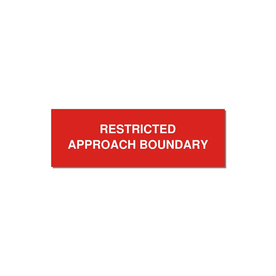 3.0x1.0" Safety Label - RESTRICTED APPROACH BOUND — 3x1" White on Red, Holes