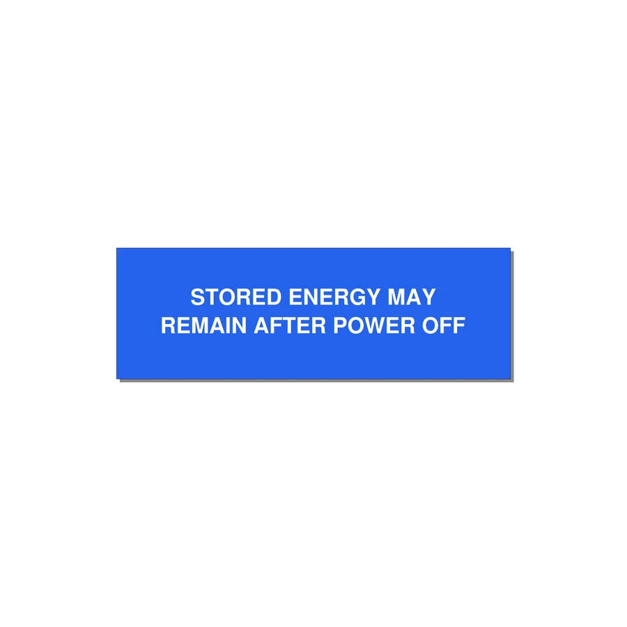 3.0x1.0" Safety Label - STO — 3x1" White on Blue, Adhesive
