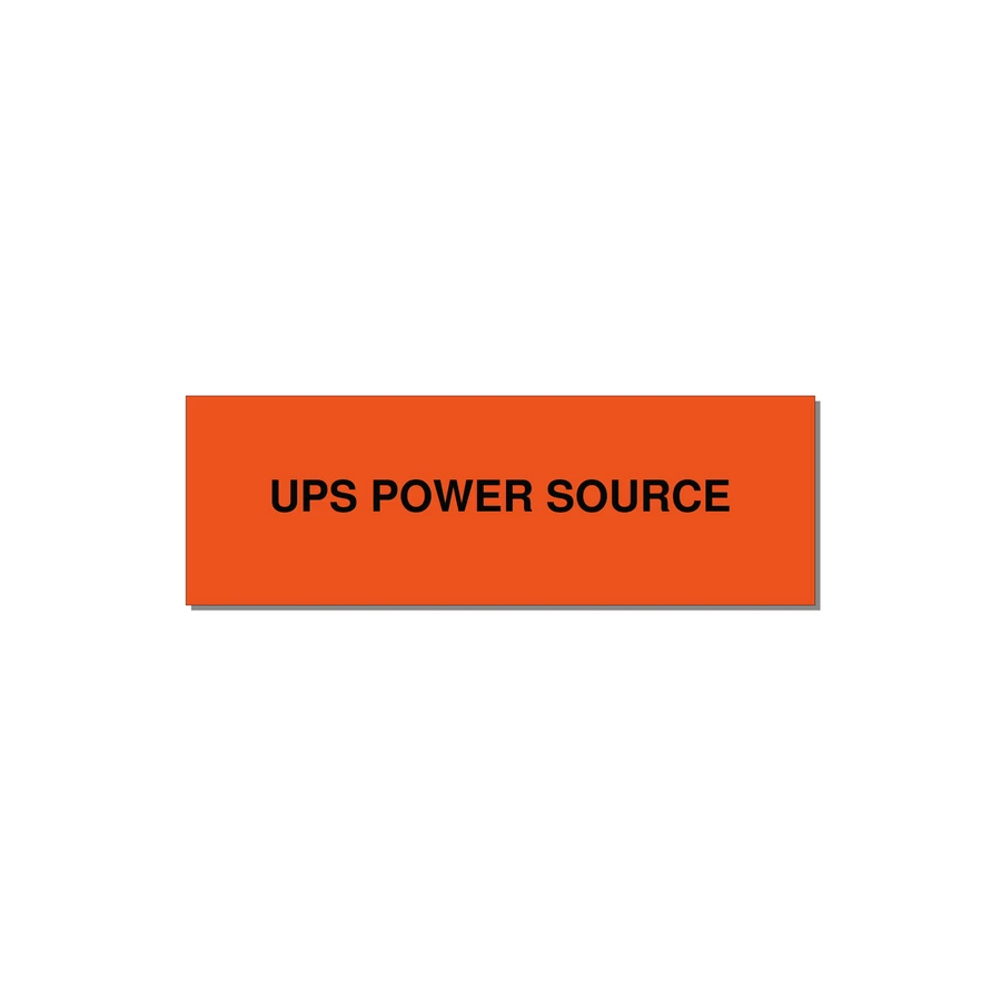 3.0x1.0" Safety Label - UPS POWER SOURCE — 3x1" Black on Orange, Holes