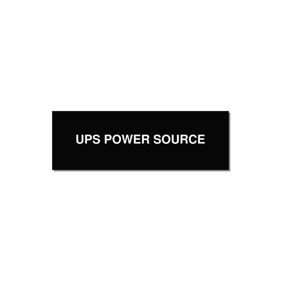 3.0x1.0" Safety Label - UPS POWER SOURCE — 3x1" White on Black, Adhesive