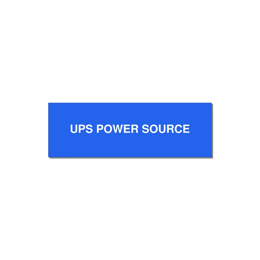 3.0x1.0" Safety Label - UPS POWER SOURCE — 3x1" White on Blue, Adhesive
